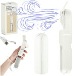 Wiatrak biurkowy wentylator mini reczny skladany wiatraczek przenosny USB bialy