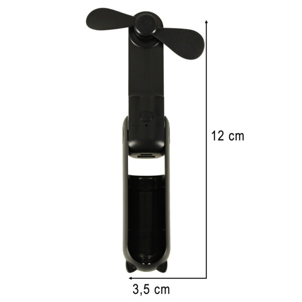 Wiatrak biurkowy wentylator mini reczny skladany wiatraczek przenosny USB czarny