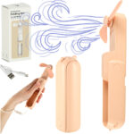 Wiatrak biurkowy wentylator mini reczny skladany wiatraczek przenosny USB rozowy