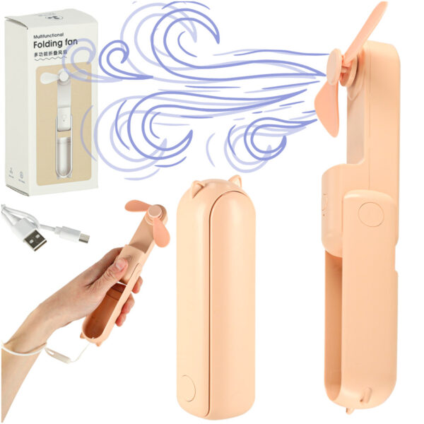 Wiatrak biurkowy wentylator mini reczny skladany wiatraczek przenosny USB rozowy Wiatrak biurkowy wentylator mini reczny skladany wiatraczek przenosny USB rozowy