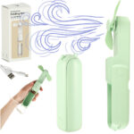 Wiatrak biurkowy wentylator mini reczny skladany wiatraczek przenosny USB zielony