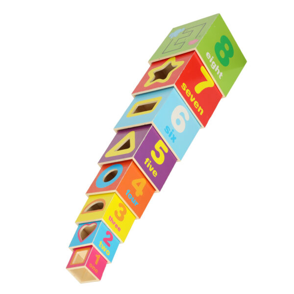 Wieza edukacyjna drewniana sorter ksztalty nauka liczenia 71cm XXL