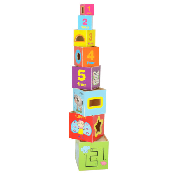 Wieza edukacyjna drewniana sorter ksztalty nauka liczenia 71cm XXL