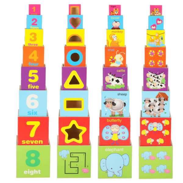 Wieza edukacyjna drewniana sorter ksztalty nauka liczenia 71cm XXL