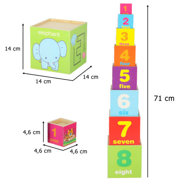 Wieza edukacyjna drewniana sorter ksztalty nauka liczenia 71cm XXL