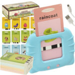 Zabawka edukacyjna czytnik do fiszek kart edukacyjnych do nauki slowek z jezyka angielskiego 112 kart niebieski