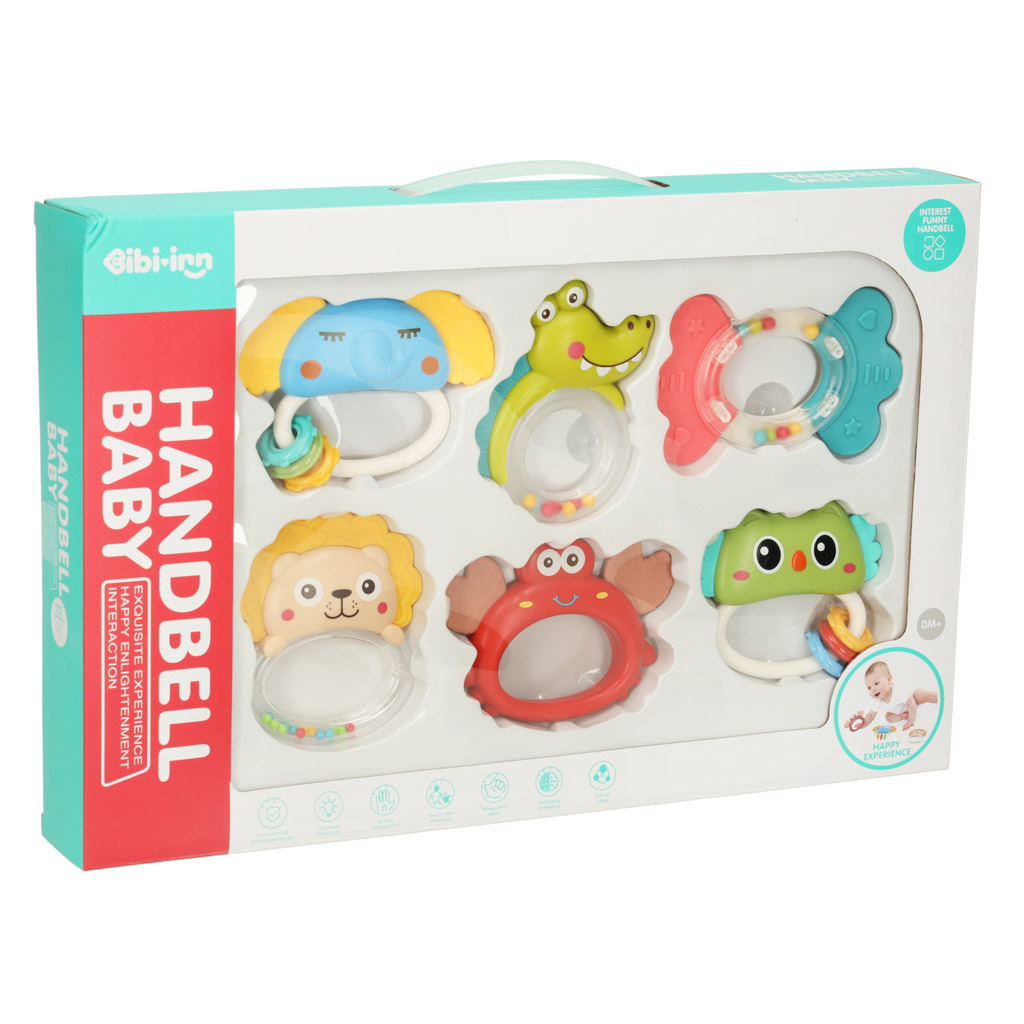 Zabawka sensoryczna gryzak dla niemowlat 6 el Bibi inn