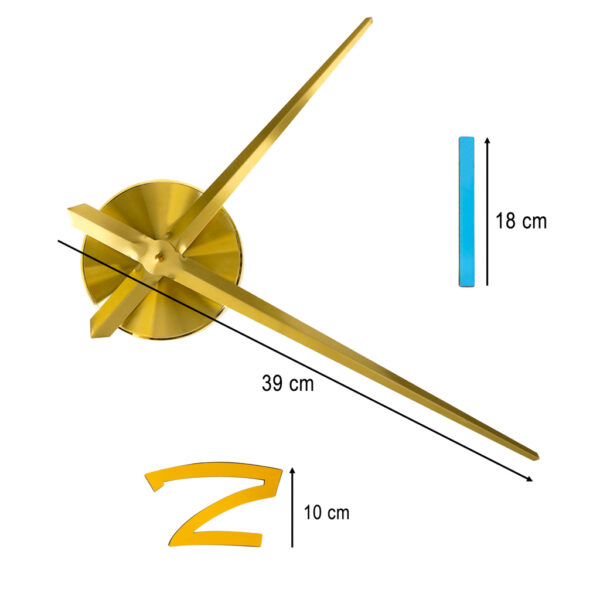 Zegar scienny naklejany 1 cyfra 100 120 cm zlote wskazowki kolorowy