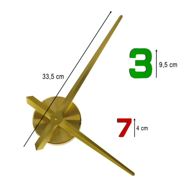 Zegar scienny naklejany 12 cyfr 80 90 cm zolte wskazowki kolorowy