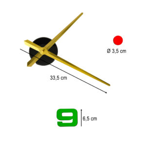Zegar scienny naklejany 4 cyfry z ozdobami 80 90 cm zolte wskazowki kolorowy