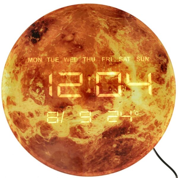 Zegar scienny planeta mars z wyswietlaczem LED 32 cm pomaranczowy