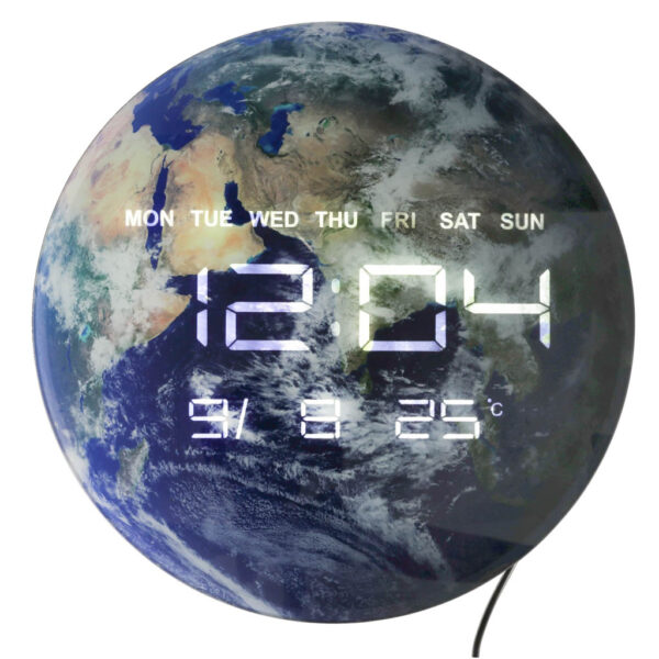 Zegar scienny planeta ziemia z wyswietlaczem LED 32 cm niebieski