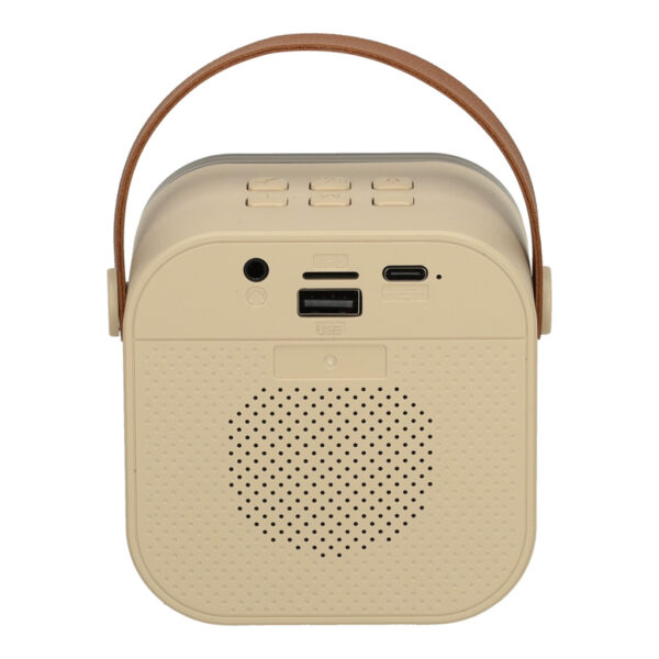 Zestaw do karaoke 2 mikrofony glosnik przenosny BLUETOOTH USB LED bezowy