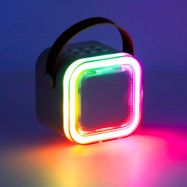 Zestaw do karaoke 2 mikrofony glosnik przenosny BLUETOOTH USB LED rozowy