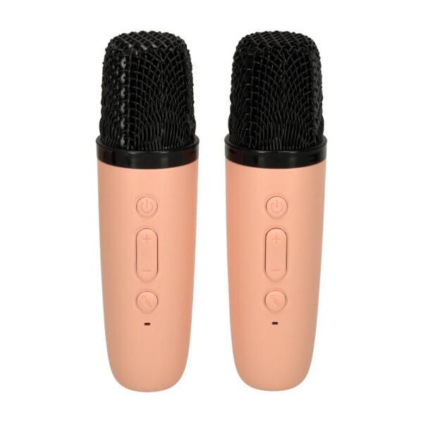 Zestaw do karaoke 2 mikrofony glosnik przenosny BLUETOOTH USB LED rozowy