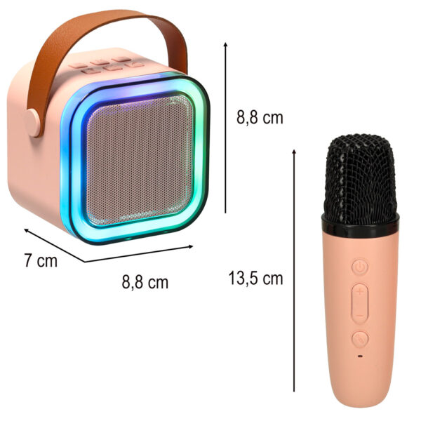 Zestaw do karaoke 2 mikrofony glosnik przenosny BLUETOOTH USB LED rozowy