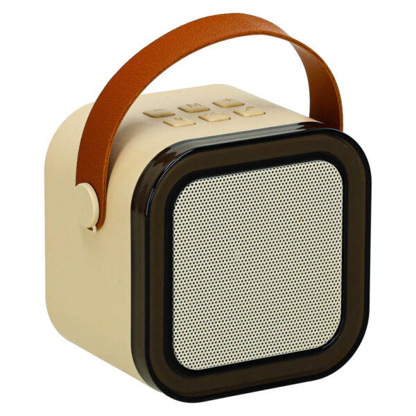 Zestaw do karaoke mikrofon glosnik przenosny BLUETOOTH USB LED bezowy