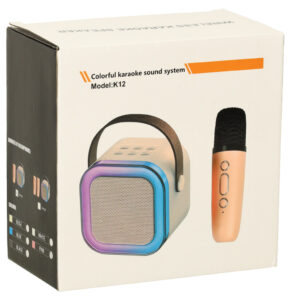 Zestaw do karaoke mikrofon glosnik przenosny BLUETOOTH USB LED rozowy