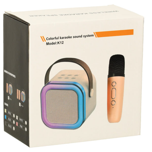 Zestaw do karaoke mikrofon glosnik przenosny BLUETOOTH USB LED rozowy