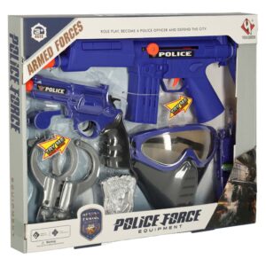 Zestaw policyjny malego policjanta pistolet karabin maska kajdanki akcesoria policyjne
