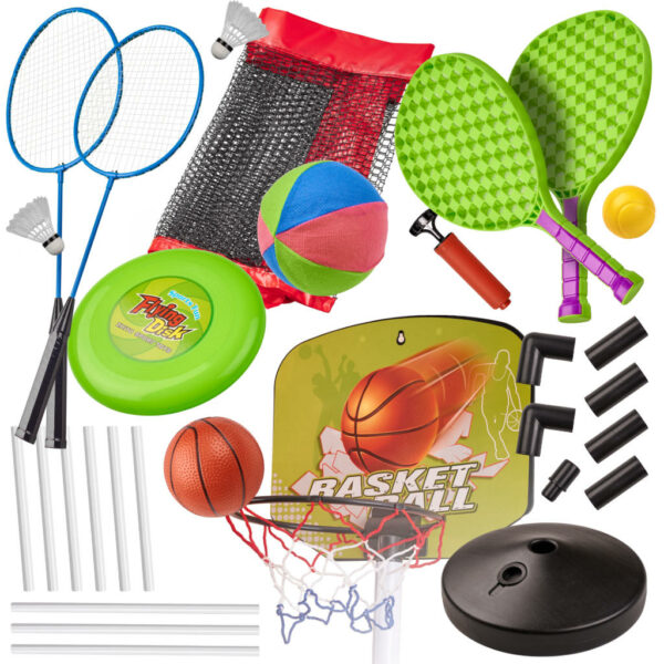 Zestaw sportowy 5w1 badminton koszykowka siatkowka tenis frisbee