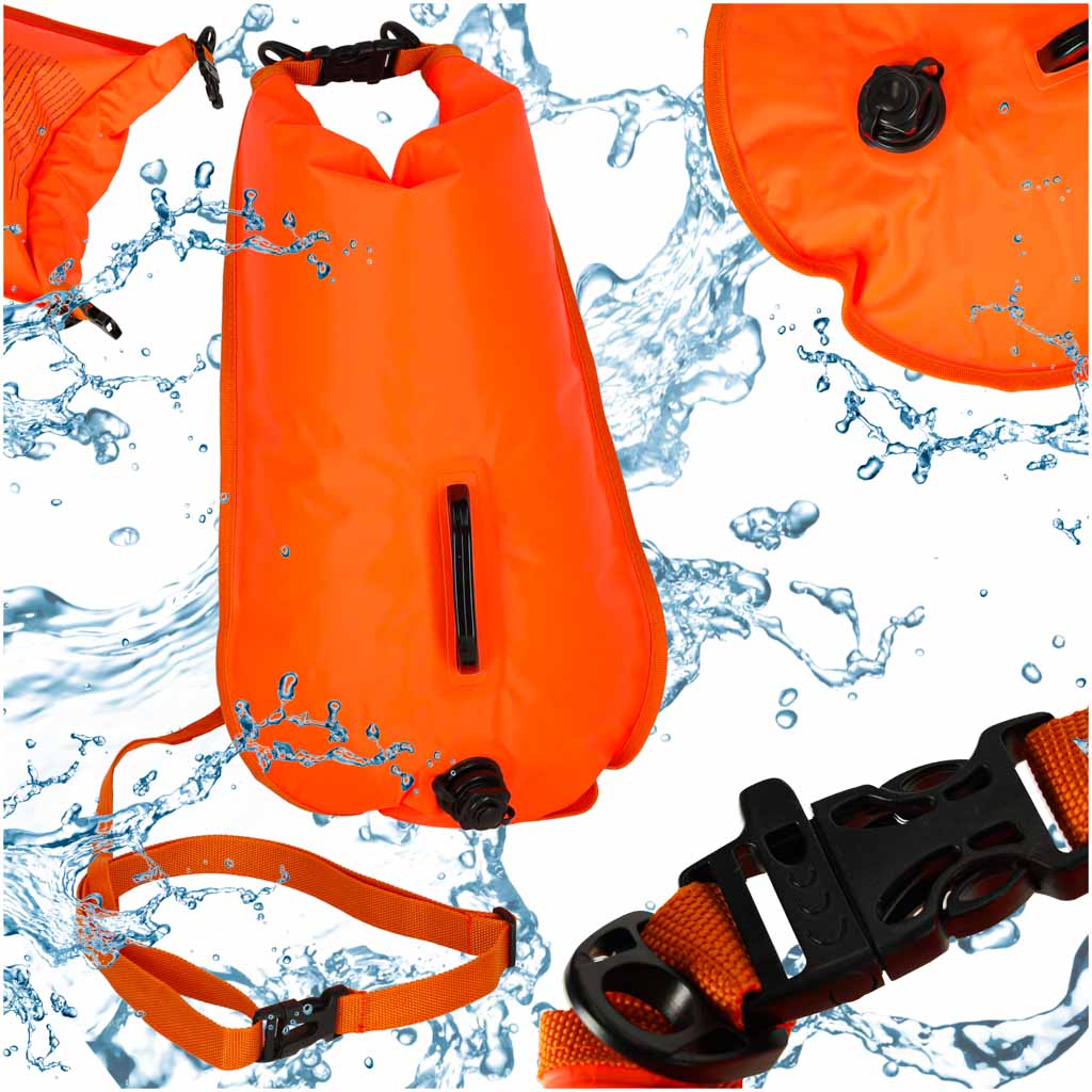 Bojka do plywania boja asekuracyjna ratunkowa plywacka sucha kieszen gwizdek 28l