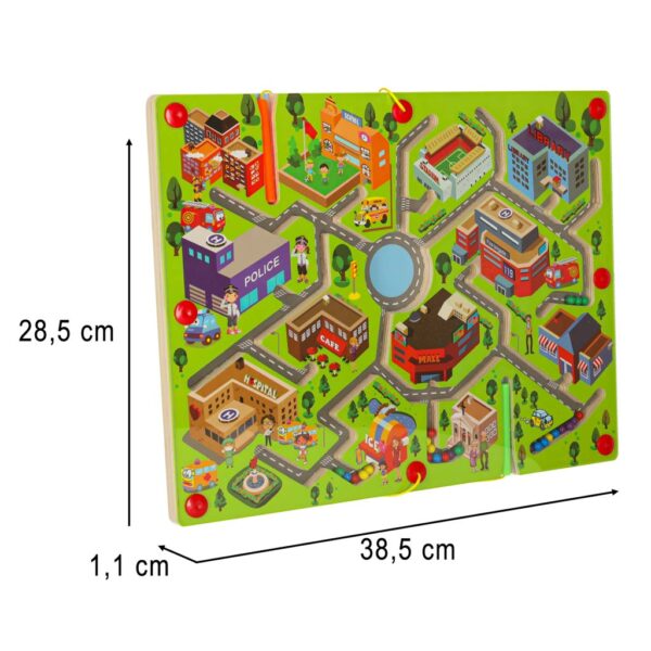 Gra labirynt magnetyczna planszowa drewniana do podrozy duze miasto 2 graczy 172248.jpg