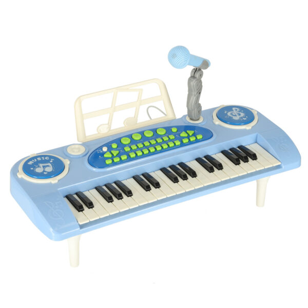 Keyboard dla dzieci pianinko interaktywne organki 37 klawiszy mikrofon statyw niebieskie 173057.jpg