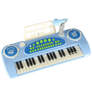 Keyboard dla dzieci pianinko interaktywne organki 37 klawiszy mikrofon statyw niebieskie 173059.jpg