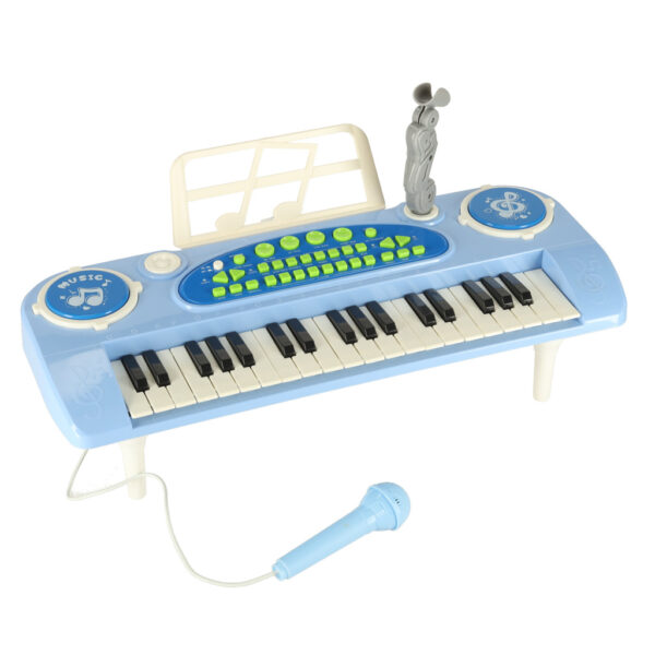 Keyboard dla dzieci pianinko interaktywne organki 37 klawiszy mikrofon statyw niebieskie 173063.jpg