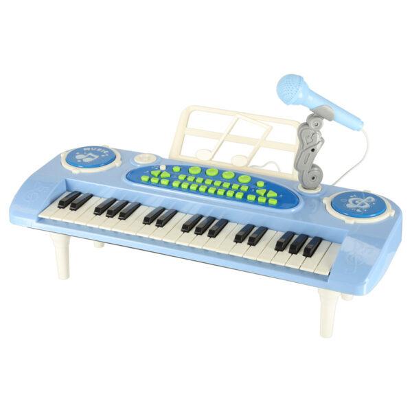 Keyboard dla dzieci pianinko interaktywne organki 37 klawiszy mikrofon statyw niebieskie 173065.jpg