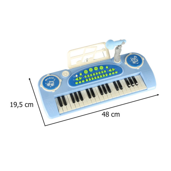 Keyboard dla dzieci pianinko interaktywne organki 37 klawiszy mikrofon statyw niebieskie 173068.jpg