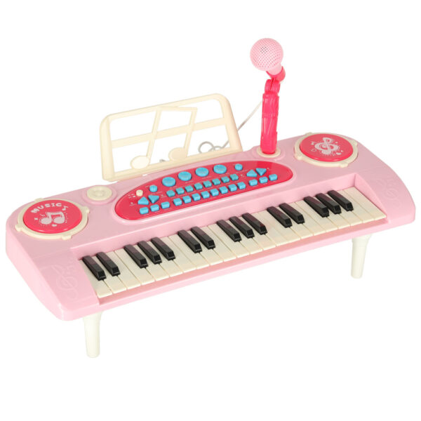 Keyboard dla dzieci pianinko interaktywne organki 37 klawiszy mikrofon statyw rozowe 173071.jpg