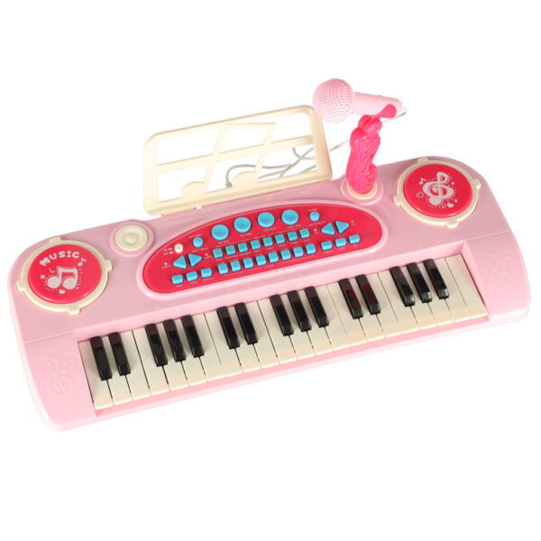Keyboard dla dzieci pianinko interaktywne organki 37 klawiszy mikrofon statyw rozowe 173073.jpg