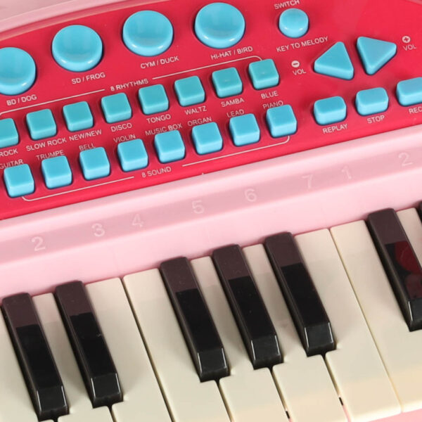 Keyboard dla dzieci pianinko interaktywne organki 37 klawiszy mikrofon statyw rozowe 173074.jpg