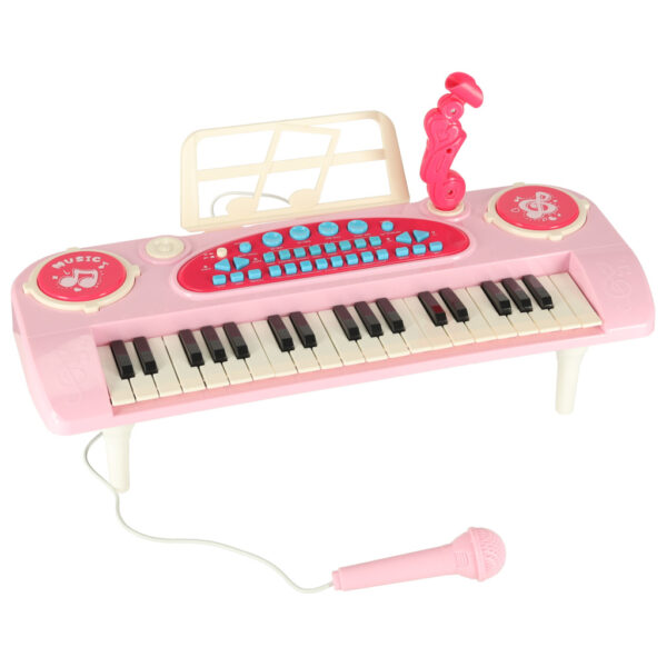 Keyboard dla dzieci pianinko interaktywne organki 37 klawiszy mikrofon statyw rozowe 173077.jpg
