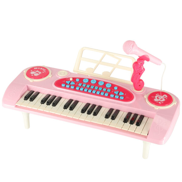 Keyboard dla dzieci pianinko interaktywne organki 37 klawiszy mikrofon statyw rozowe 173079.jpg