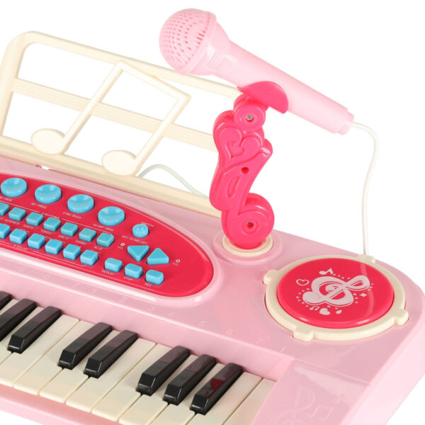 Keyboard dla dzieci pianinko interaktywne organki 37 klawiszy mikrofon statyw rozowe 173080.jpg