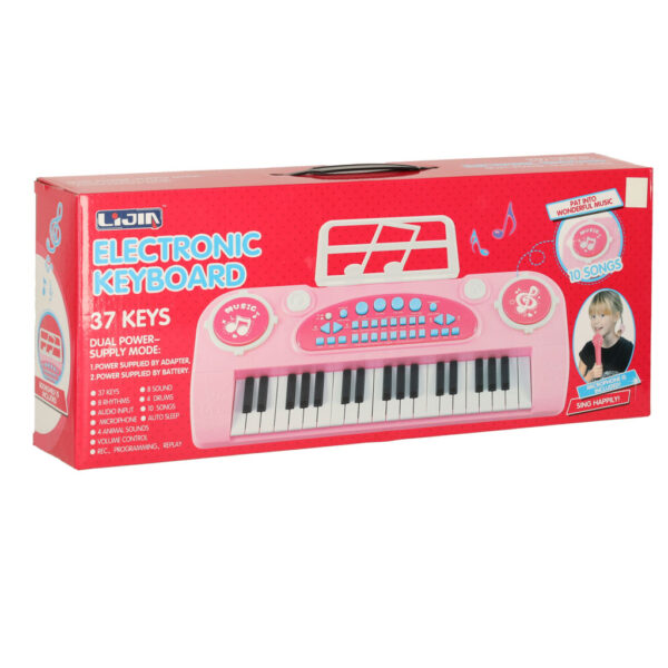 Keyboard dla dzieci pianinko interaktywne organki 37 klawiszy mikrofon statyw rozowe 173083.jpg