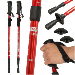 Kijki kije trekkingowe do nordic walking skladane 2 sztuki czerwone 172812.jpg