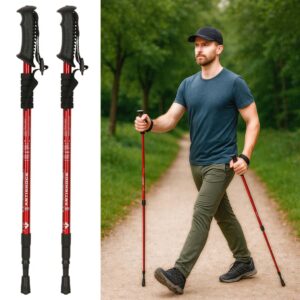 Kijki kije trekkingowe do nordic walking skladane 2 sztuki czerwone 172818.jpg