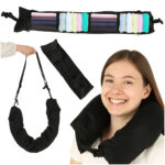 Poduszka turystyczna podrozna rogal zaglowek na szyje schowek do wypelnienia czarna