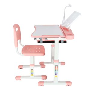 Kinder-Schulpult mit verstellbarem Stuhl und LED-Lampe USB rosa 175613.jpg