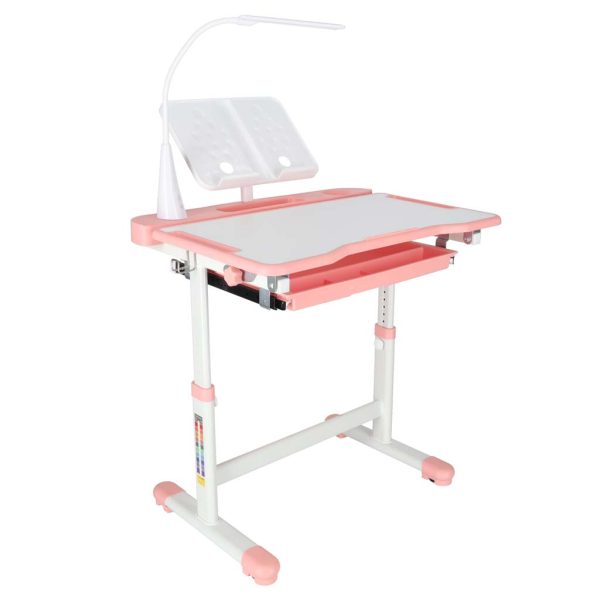 Kinder-Schulpult mit verstellbarem Stuhl und LED-Lampe USB rosa 175615.jpg
