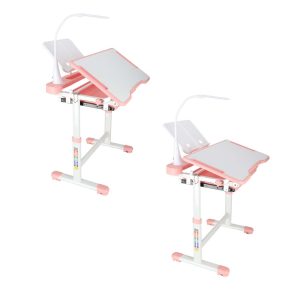 Kinder-Schulpult mit verstellbarem Stuhl und LED-Lampe USB rosa 175616.jpg