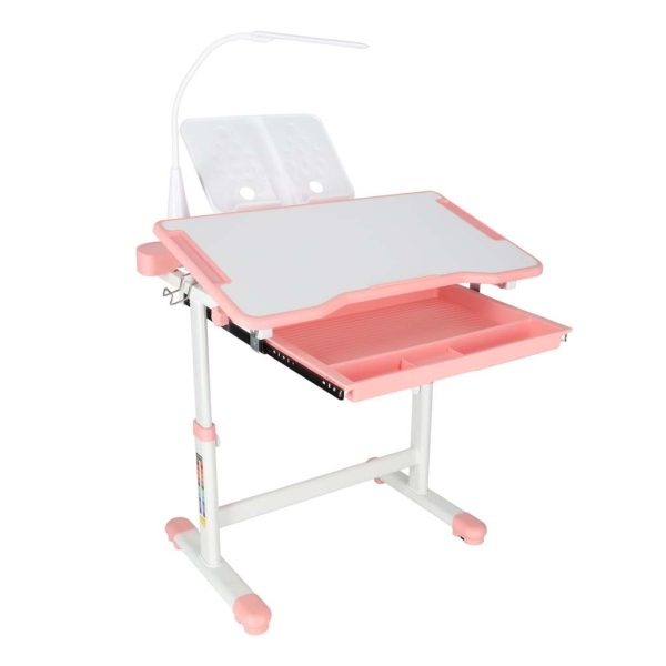 Kinder-Schulpult mit verstellbarem Stuhl und LED-Lampe USB rosa 175617.jpg