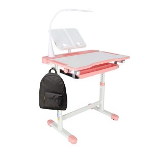 Kinder-Schulpult mit verstellbarem Stuhl und LED-Lampe USB rosa 175619.jpg