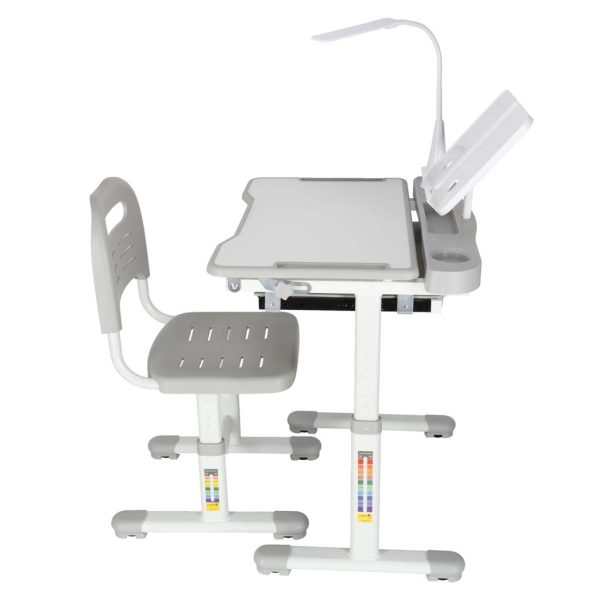 Kinder-Schulbank mit verstellbarem Stuhl und LED-Lampe USB grau 175580.jpg