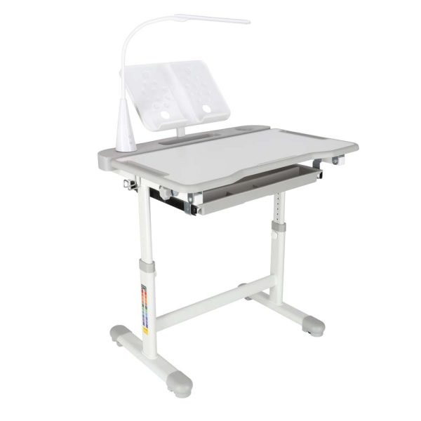 Kinder-Schulpult mit verstellbarem Stuhl und LED-Lampe USB grau 175582.jpg