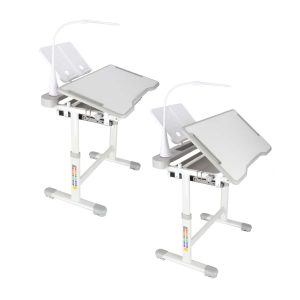 Kinder-Schulpult mit verstellbarem Stuhl und LED-Lampe USB grau 175583.jpg